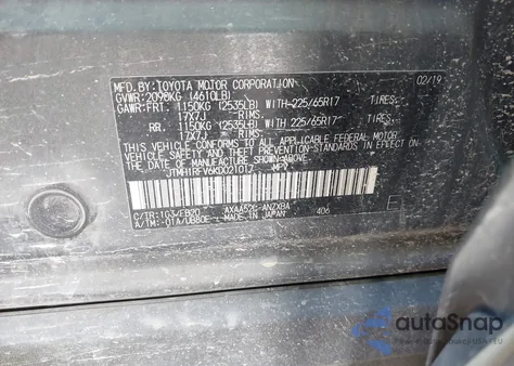 2019 Toyota Rav4 Le z USA, uszkodzony, nr VIN JTMH1RFV6KD021017